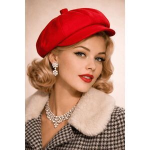 1940s Redcaps New York Red Wool Felt Cap